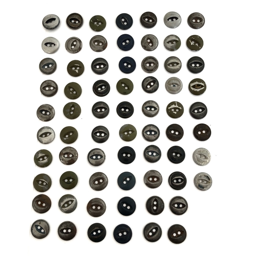 Bulk Lot of 68 Vintage Metal Cat Eye Buttons 1/2” Workwear Steel Uniform